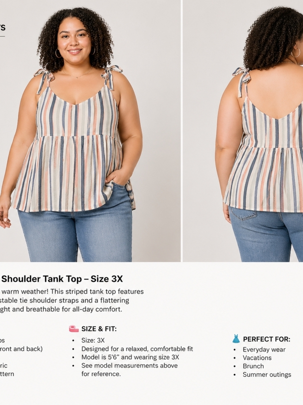 Old Navy Striped Tie-Shoulder Peplum Tank - Cream, Blue, Blush